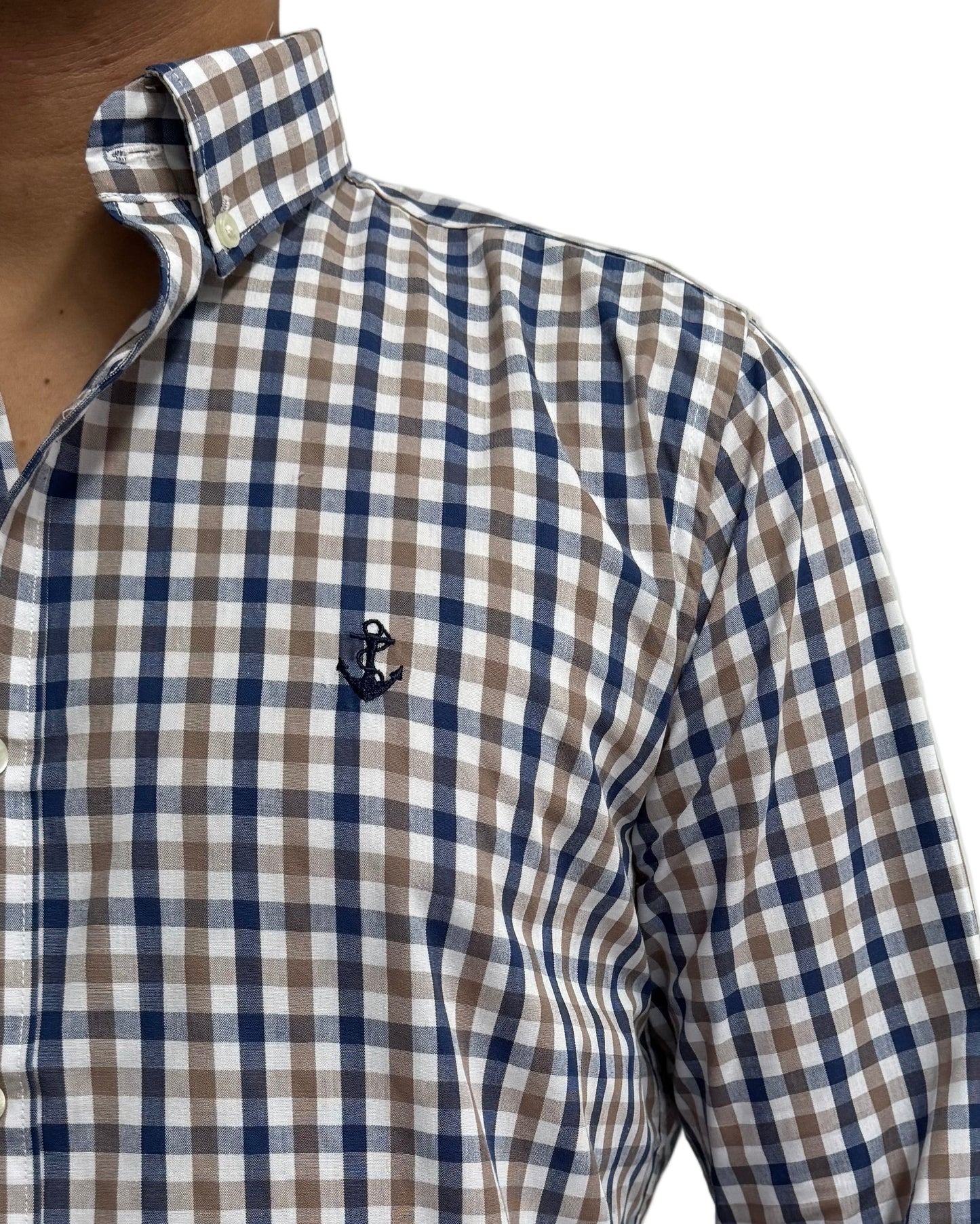 Camisa Cuadros Azul y Café