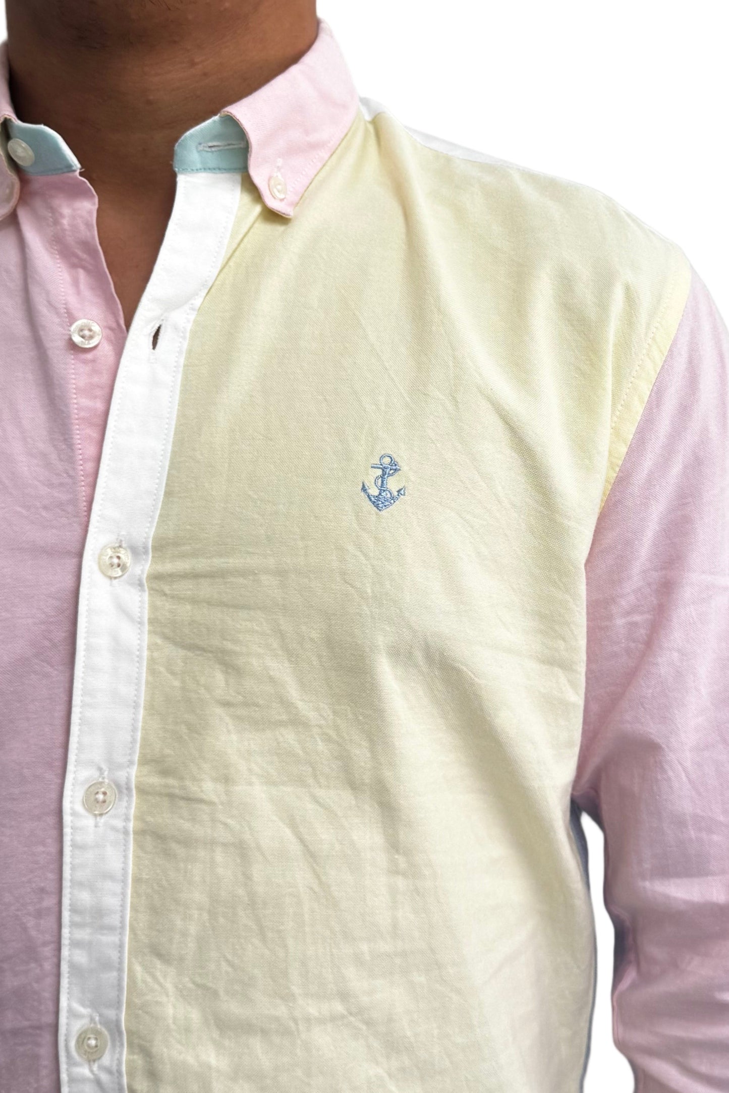 Camisa Oxford Multicolor Rosada y Amarilla