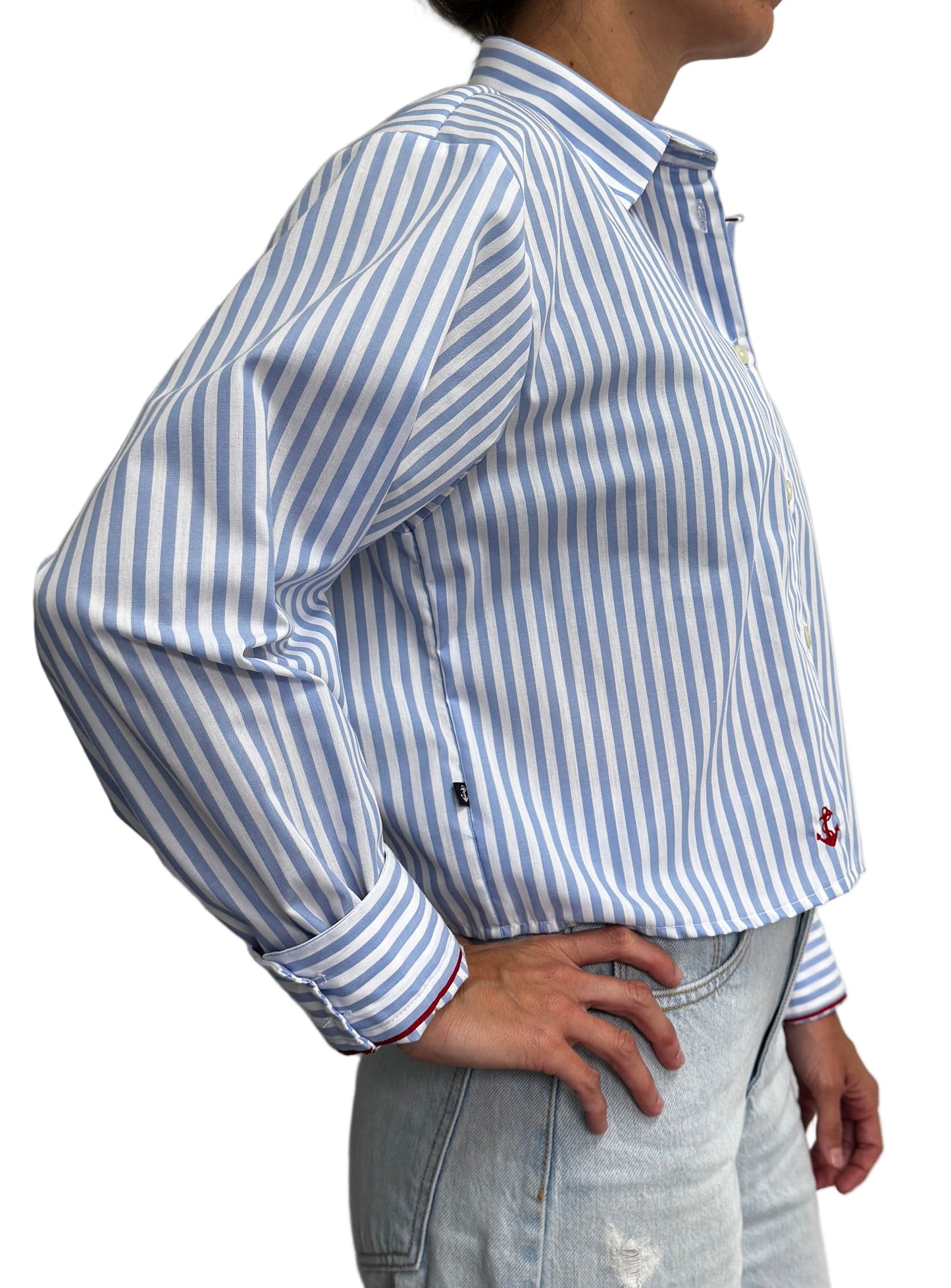 Blusa Rayas Azul Claro