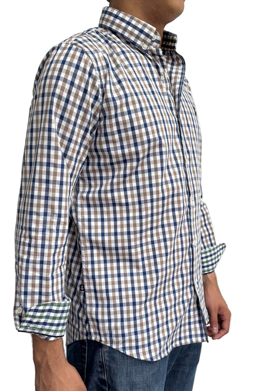 Camisa Cuadros Azul y Café