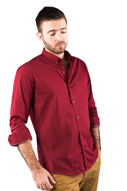 Camisa Rojo Oscuro A Navy
