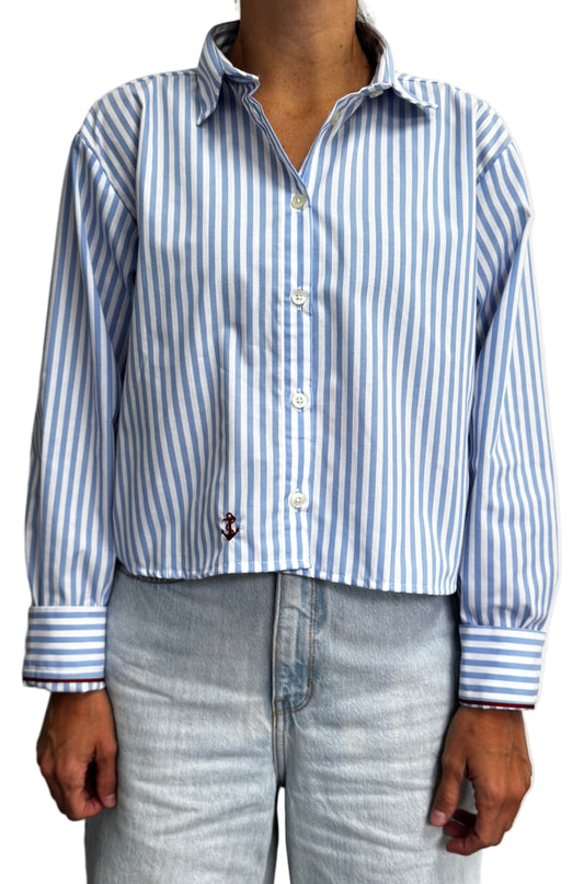 Blusa Rayas Azul Claro