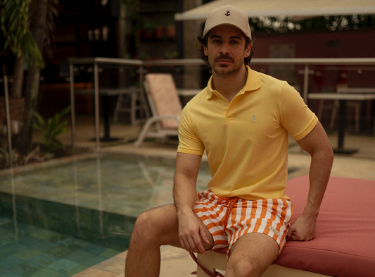 Pantaloneta rayas naranjas y blancas