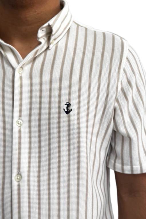 Camisa en texturas Blanco Rayas Beige
