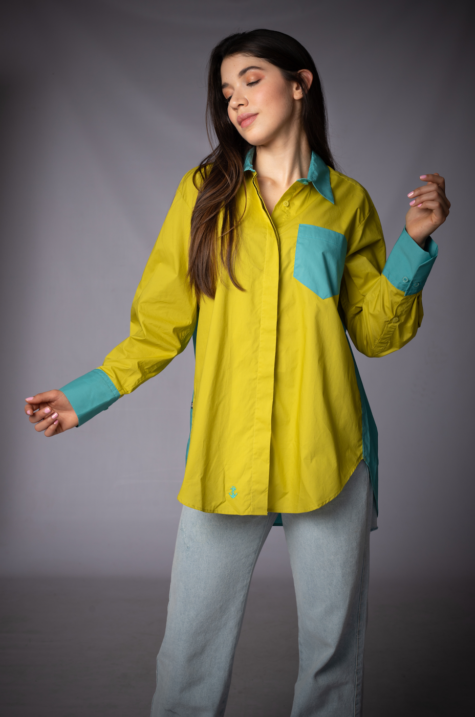 Blusón Verde Limón y Turquesa