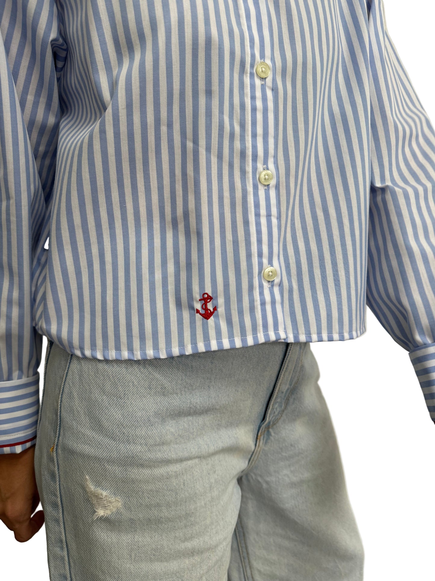 Blusa Rayas Azul Claro