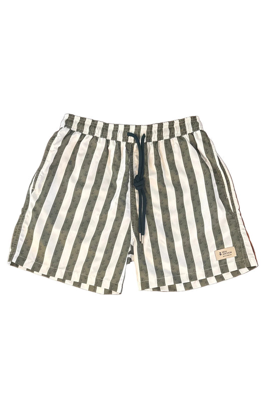 Green and white striped shorts