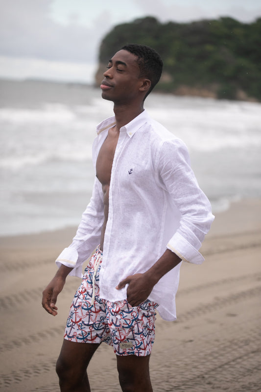 Pantaloneta Blanca Anclas