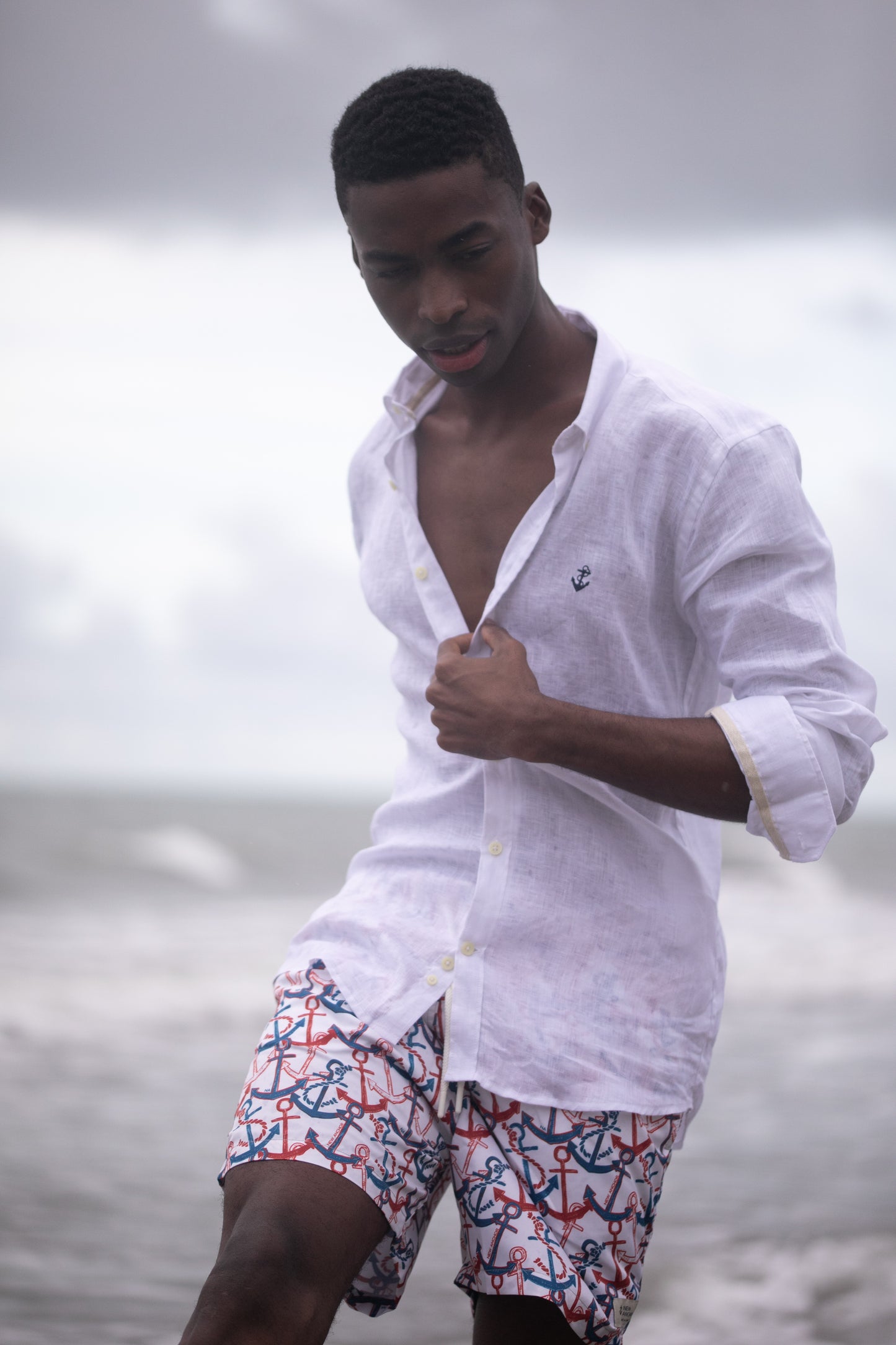 Pantaloneta Blanca Anclas