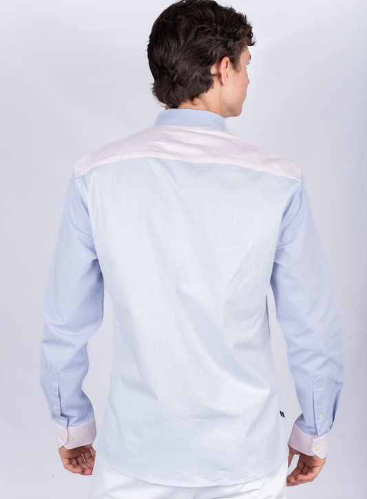 Camisa Oxford Rosada Multicolor