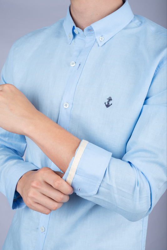 Camisa Lino Azul Cielo