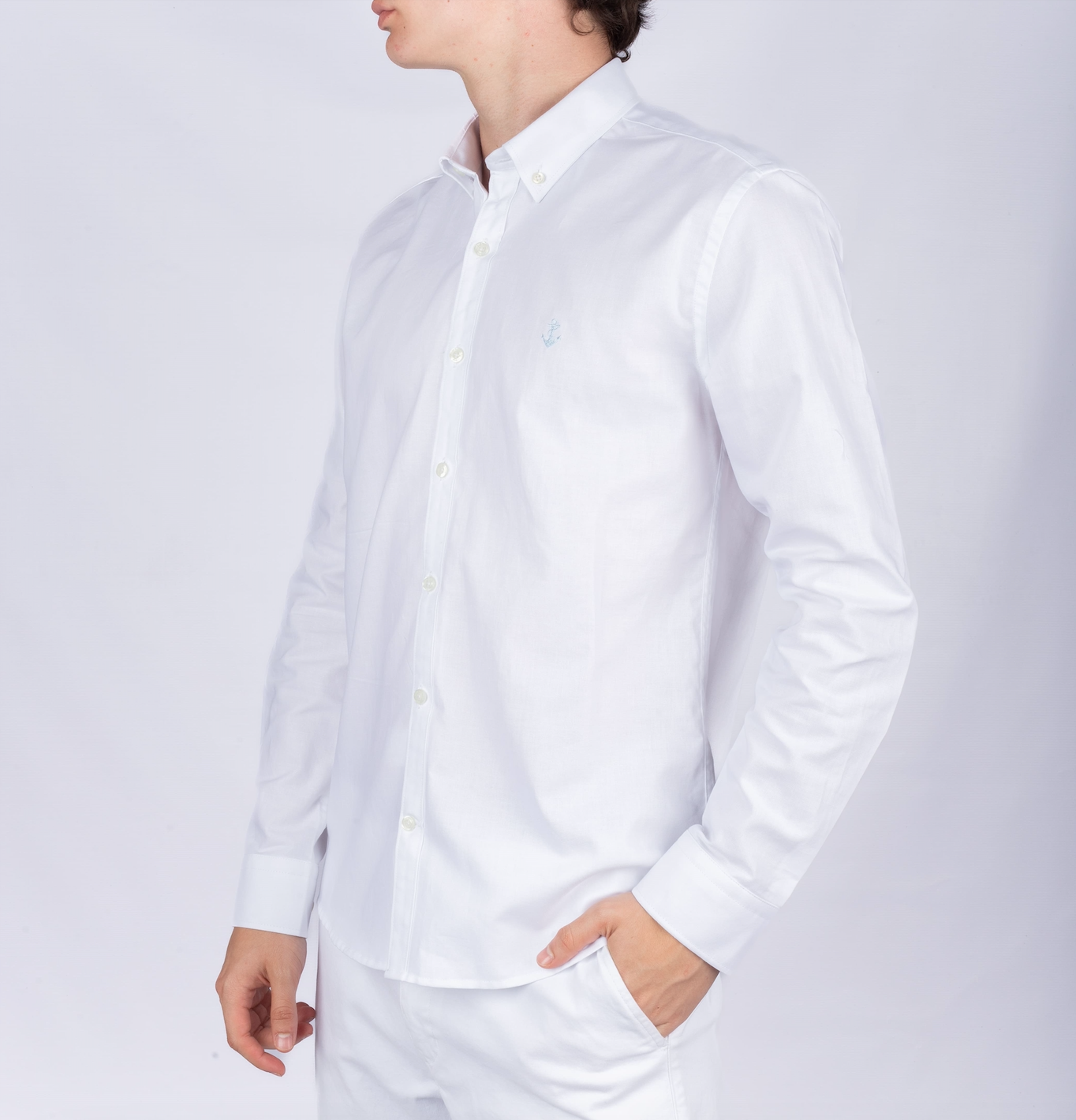 Camisa Oxford Blanca A Azul R