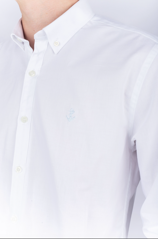 Camisa Oxford Blanca A Azul R