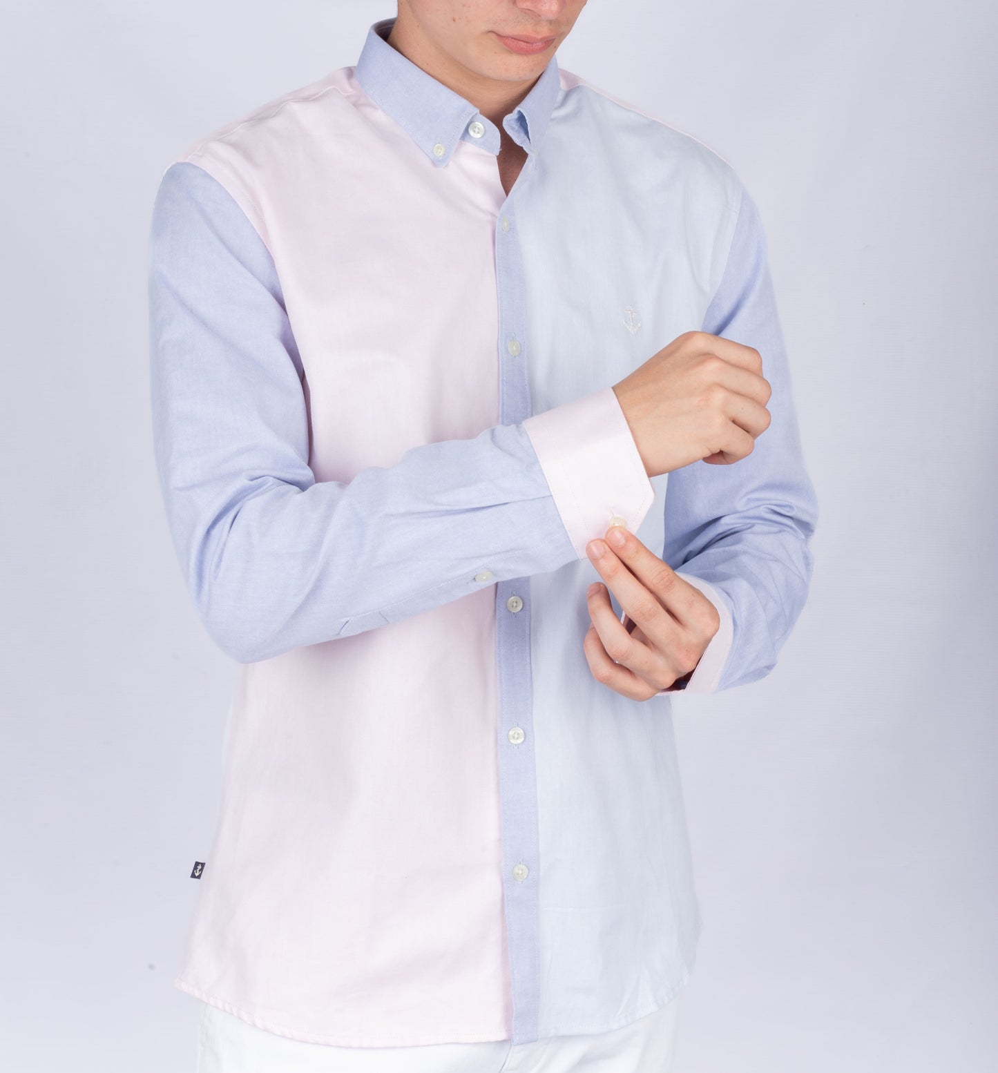 Camisa Oxford Rosada Multicolor
