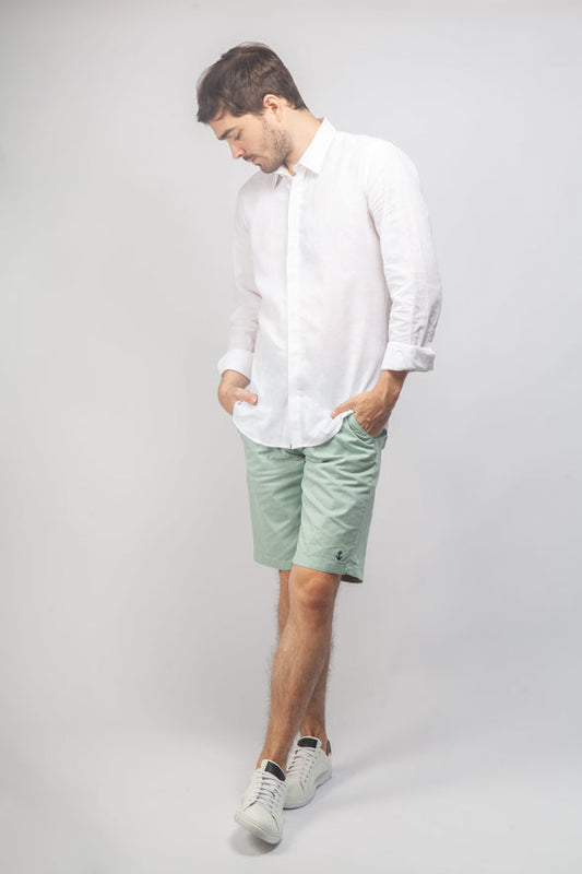 Camisa Lino Blanca a blanca sin boton