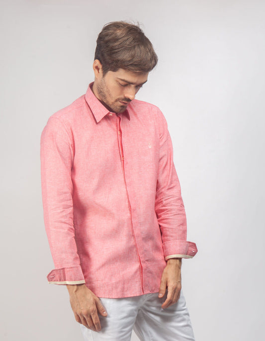 Camisa Lino Rojo Claro