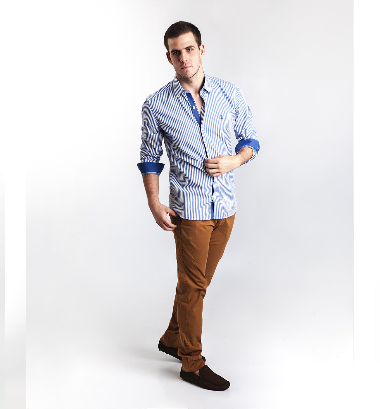Camisa Rayas Azul Claro