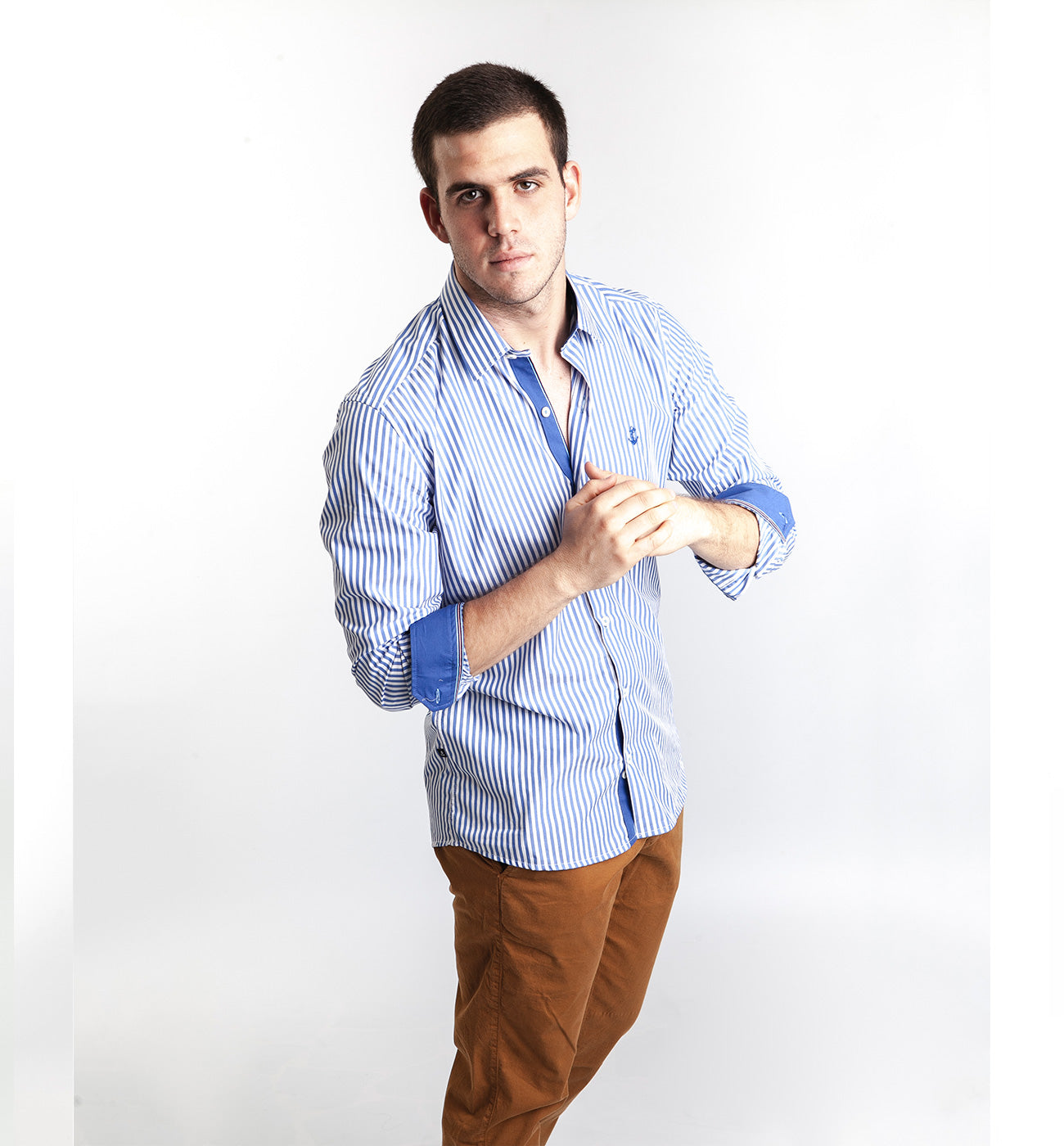 Camisa Rayas Azul Claro