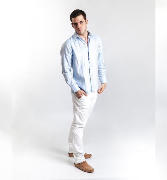 Guayabera Azul Claro