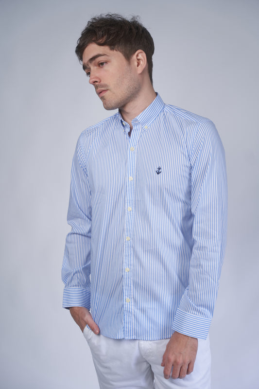 Camisa Rayas Azul Claro