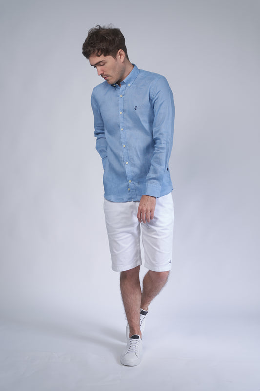 Camisa Lino Azul Claro