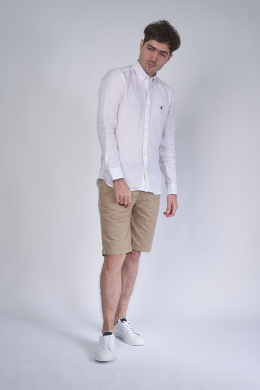 Camisa Lino Blanca a Navy