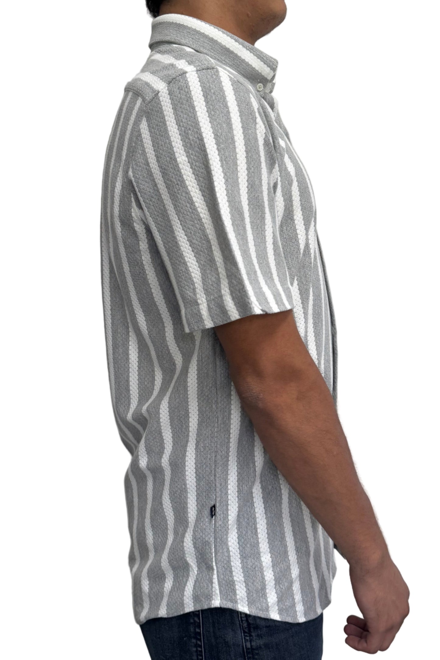 Camisa en texturas Gris Rayas Blancas