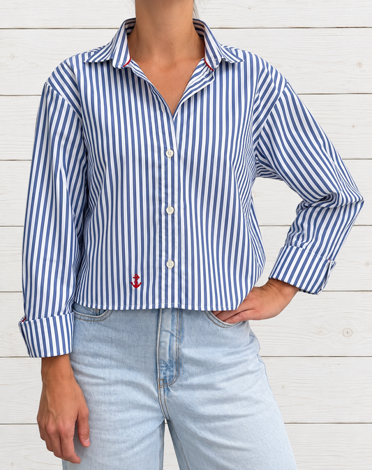 Navy Striped Blouse