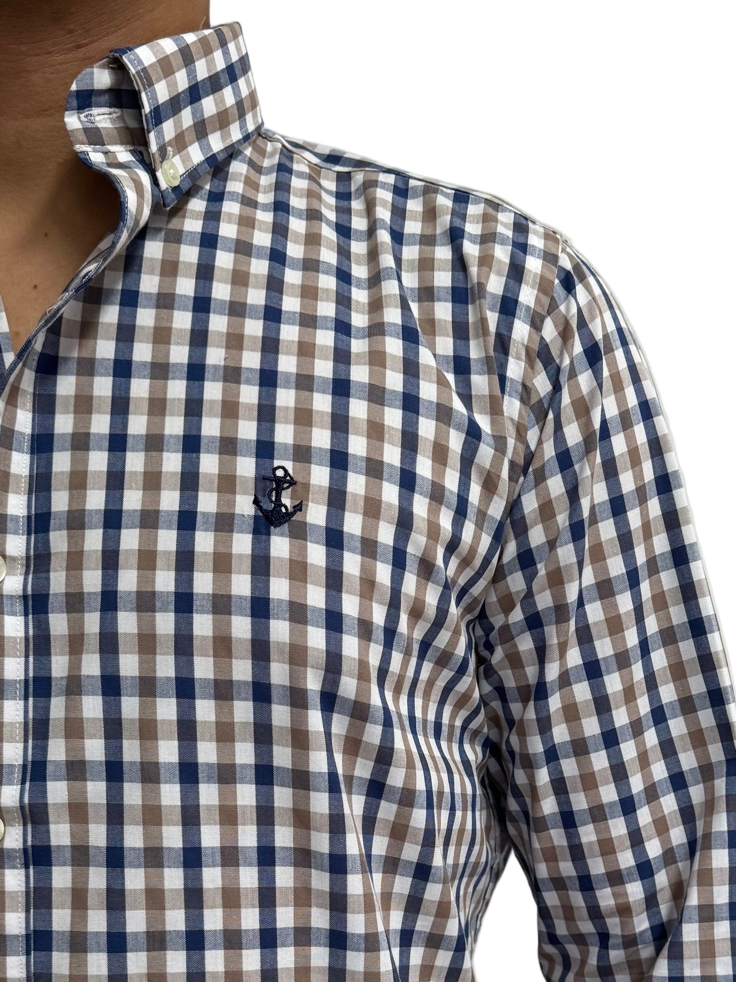 Camisa Cuadros Azul y Café