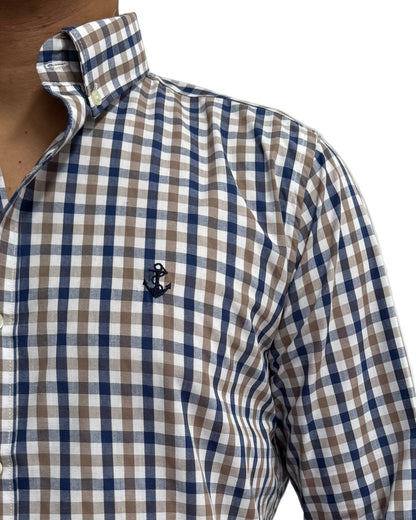 Camisa Cuadros Azul y Café
