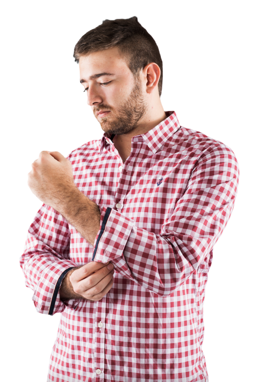 Camisa roja cuadros bancos a navy