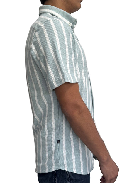 Mint Green Textured Shirt with White Stripes