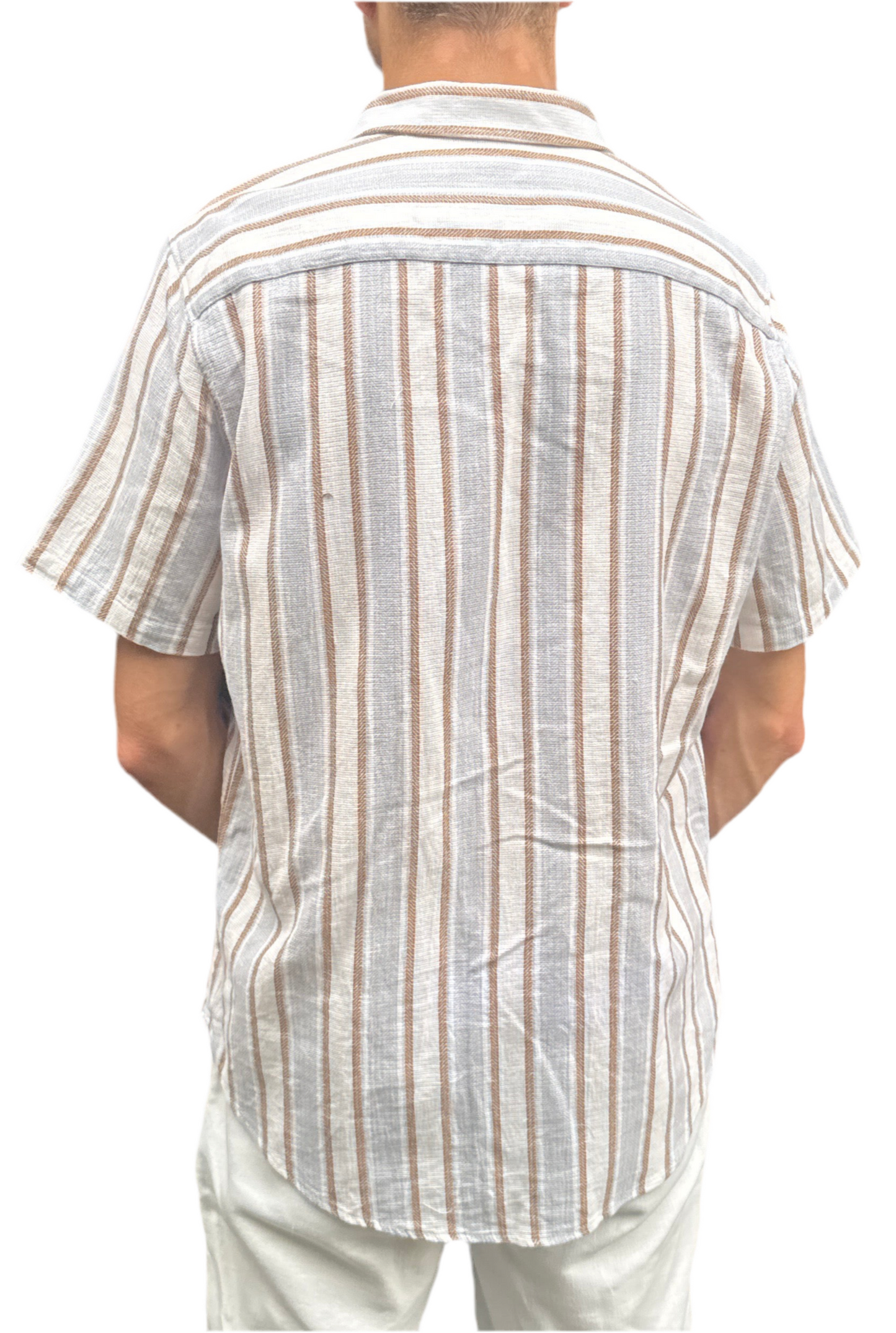 Shirt in Sky textures with white and brown stripes