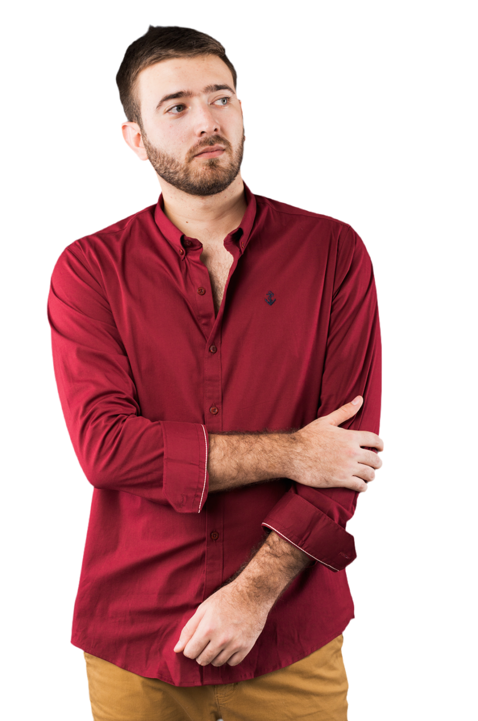 Camisa Rojo Oscuro A Navy