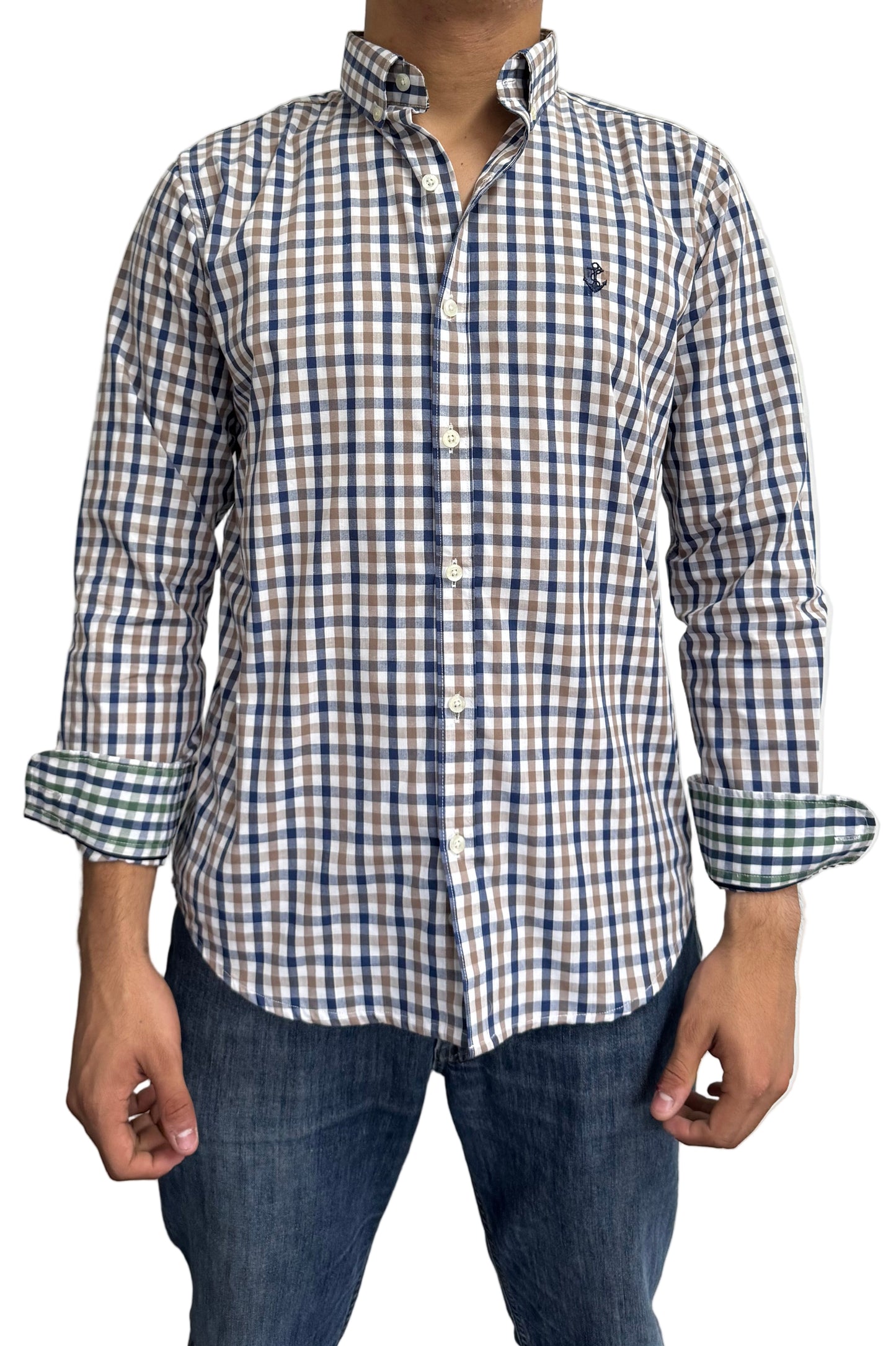 Camisa Cuadros Azul y Café