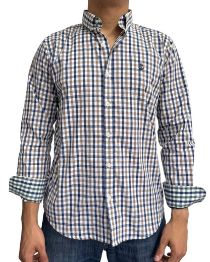 Camisa Cuadros Azul y Café