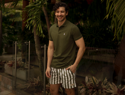 Green and white striped shorts