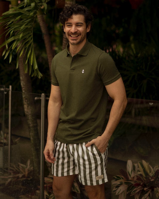 Green and white striped shorts
