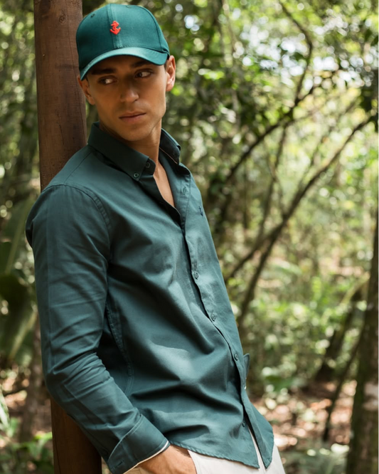 Camisa Oxford Verde Oscuro