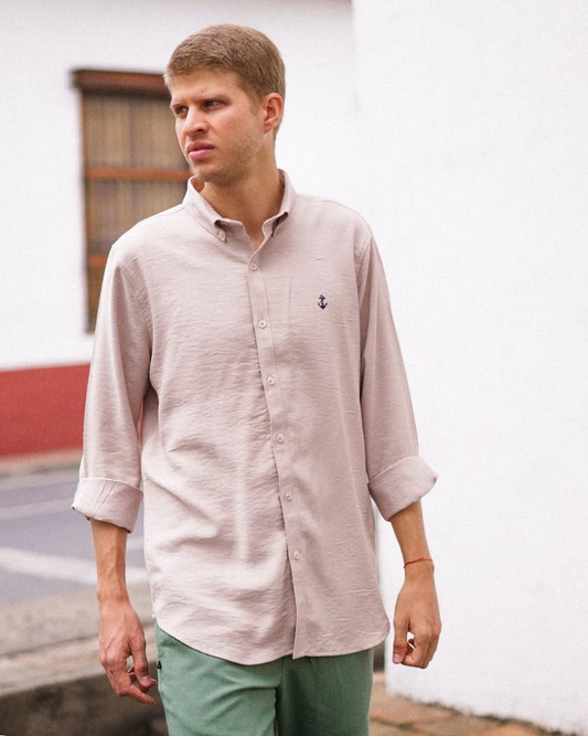 Camisa Beige en rayón
