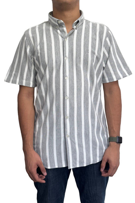 Camisa en texturas Gris Rayas Blancas