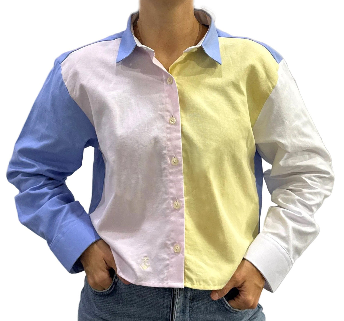 Blusa Oxford Multicolor Amarilla y Rosada