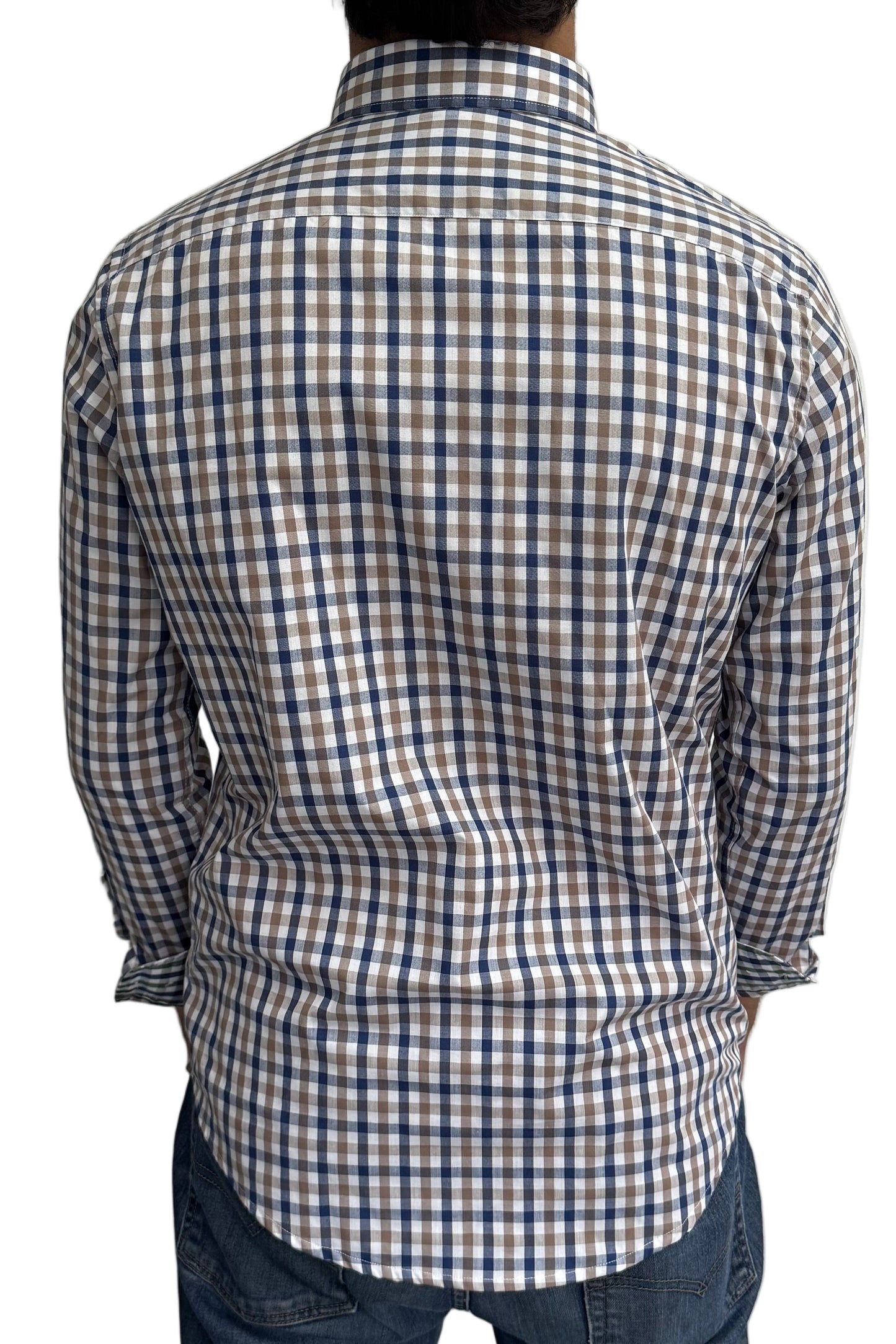 Camisa Cuadros Azul y Café