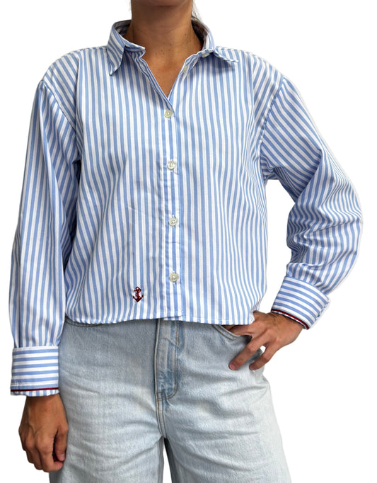 Blusa Rayas Azul Claro