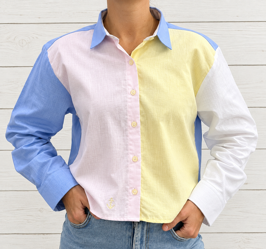 Blusa Oxford Multicolor Amarilla y Rosada