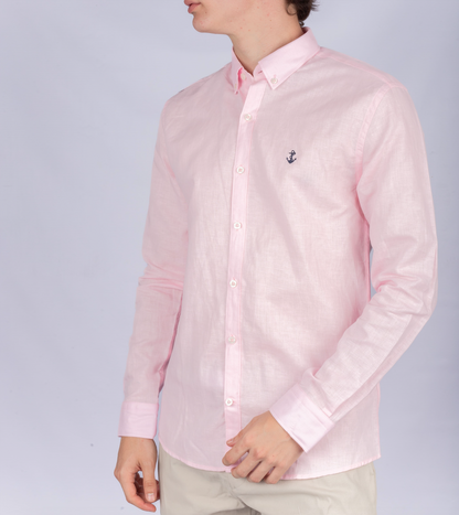 Camisa Lino Rosada A Navy