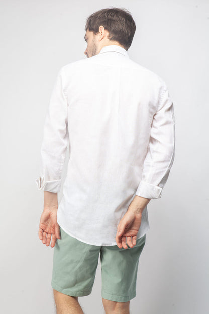 Camisa Lino Blanca a blanca sin boton