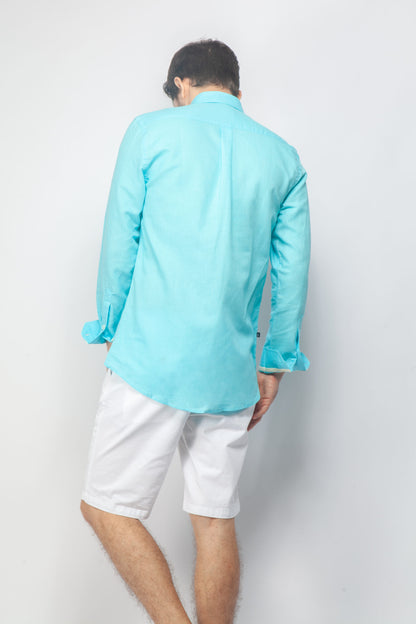 Camisa Lino Aguamarina