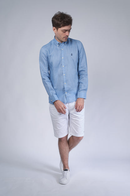 Camisa Lino Azul Claro