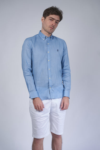 Camisa Lino Azul Claro